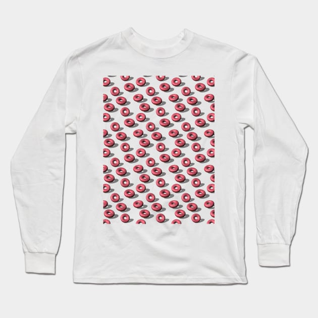 Raspberry & White Chocolate Doughnuts *Clear BG* Long Sleeve T-Shirt by LozMac